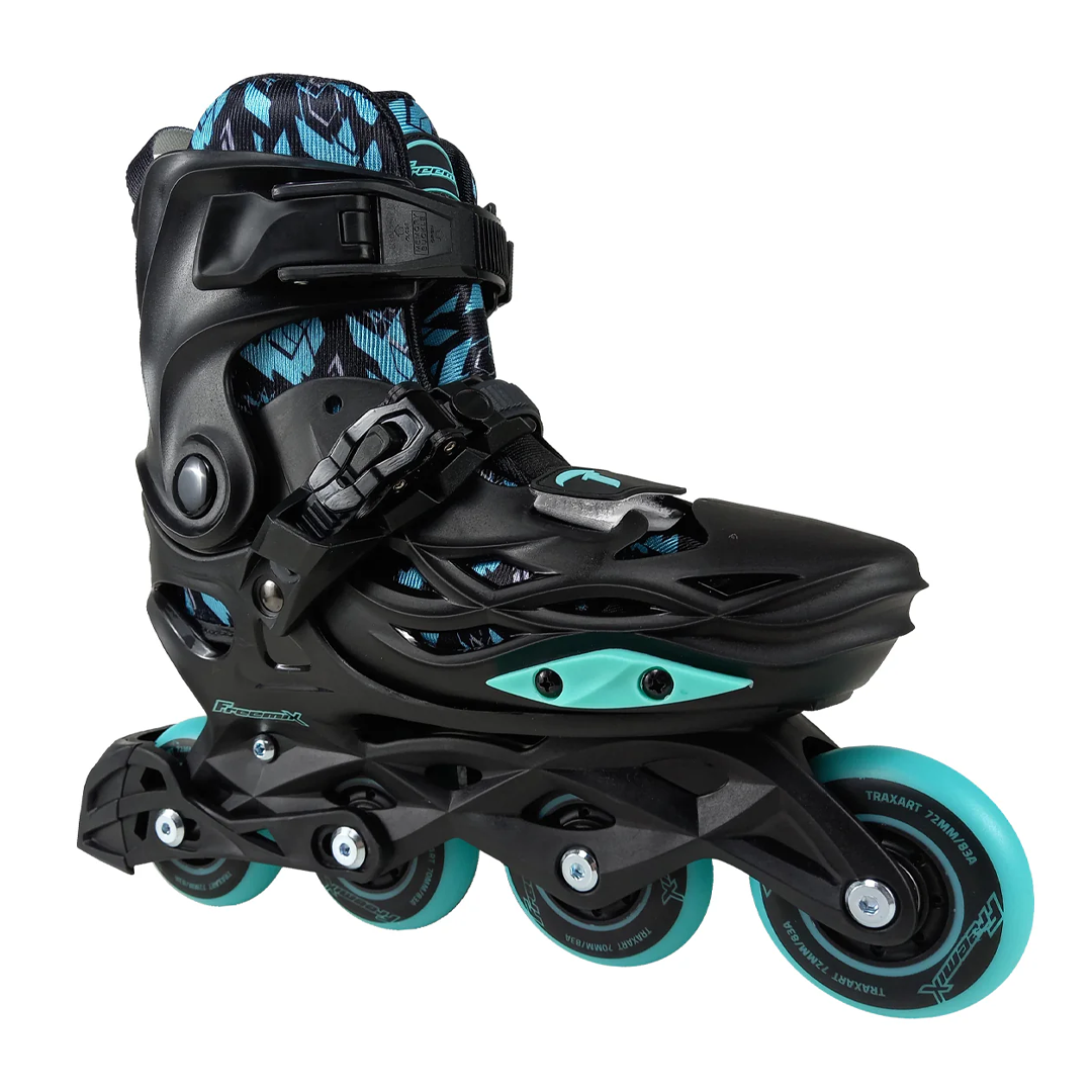 Freemix Inline Skates for Kids - Black and Acqua Green