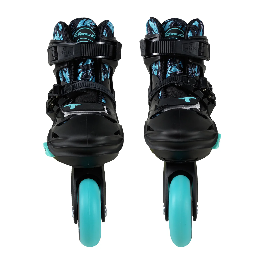 Freemix Inline Skates for Kids - Black and Acqua Green
