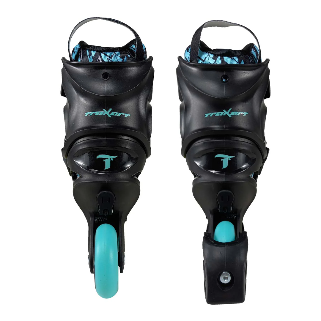Freemix Inline Skates for Kids - Black and Acqua Green