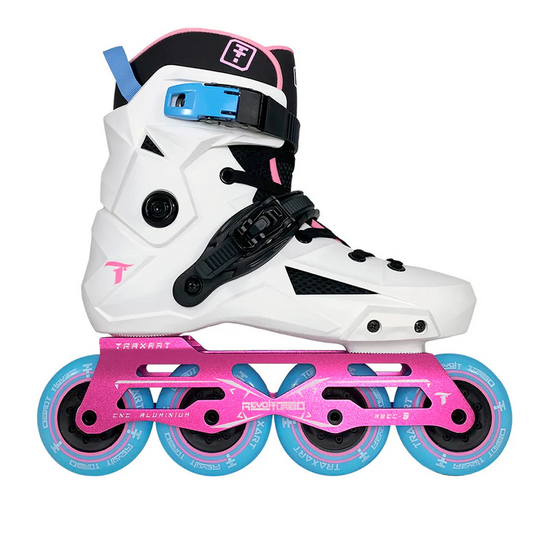 TRAXART Revolt Turbo white and pink inline skates side view