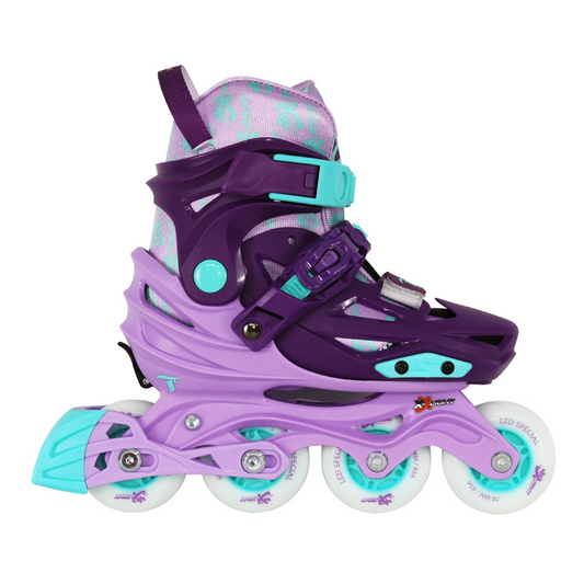 TRAXART X-Light Purple light-up kids inline skates side view